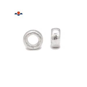 925 Sterling Silver Large Hole Rondelle Beads Size 3.5x7.3mm 6pcs per Bag - Picture 1 of 3