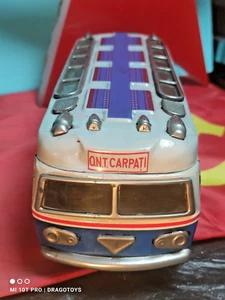 VINTAGE TOY BUS CARPATI O.N.T 1960 METALOGLOBUS ROMANIA ORIGINAL FRICTION WORKS - Picture 1 of 24