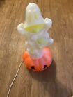 VINTAGE 3  GHOSTs WITH PUMPKIN BASE LIGHTED BLOW MOLD 24" PLASTIC HALLOWEEN-