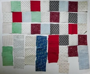 32 Vintage Antique Quilt Squares Cotton 3 1/2" Lot - Picture 1 of 5