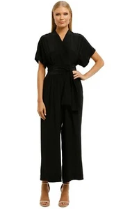 GINGER AND SMART Whisper Jumpsuit Black V Neck Size 10 AU RRP 559 WITH DEFECTS - Picture 1 of 11