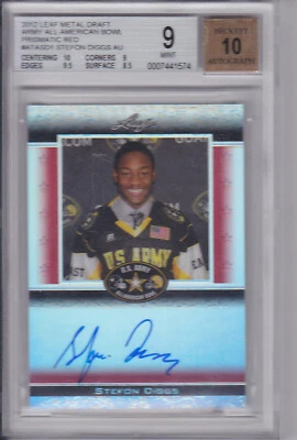 2012 Leaf Metal Draft Stefon Diggs Army Bowl Prismatic RED Rookie Auto! #2/5! - Image 1 of 2