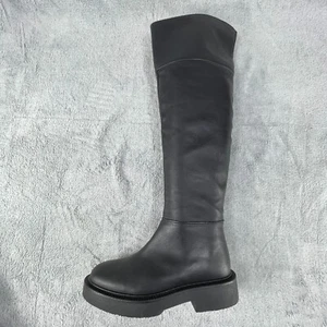 Mango Damen Stiefel 6,5 Schwarz Leder Runde Spitze Zum Überziehen Hohe Stiefel 1700594199 - Bild 1 von 11