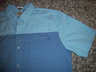 VOLCOM STONE Nuevo Con Etiquetas Para Hombre Vestido Manga Corta Camisa Abotonada Azul GRANDE Foto 1 de 3