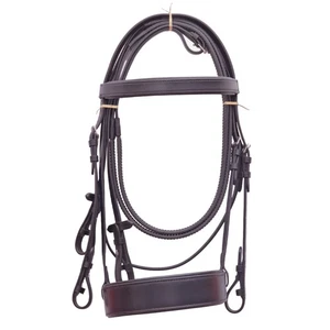 Brown Leather Horse Hunter Bridle Comfort Padded 2 Inch Noseband with Free Grip - Picture 1 of 5