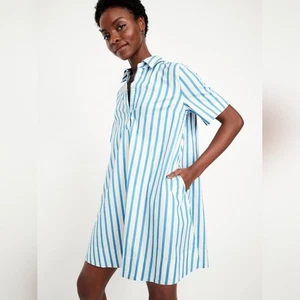 Old Navy Mini Swing Shirt Dress in Blue White Nautical Stripe NWT Size XL - Picture 1 of 8