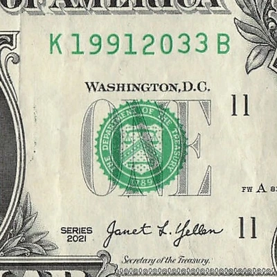 1991 2023 Tombstone Date Fancy Serial Number Date Note One Dollar Bill - Image 1 of 4