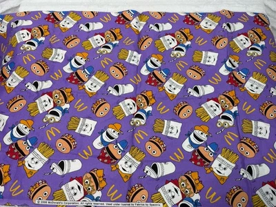 Хлопковая фланелевая ткань Mcdonald's Happy Meal фиолетовая 40 x 43 дюйма новая из старых запасов 2006 г. - Изображение 1 из 4