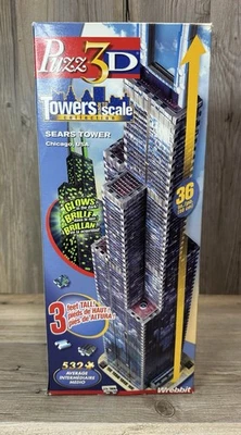 Puzz 3D Towers Made To Scale- Sears Tower - 532 pieces 3 Ft- Glows In Dark - Image 1 of 4