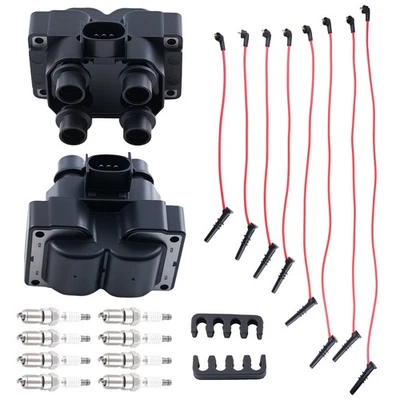 2x Ignition Coil & 8 Spark Plugs Wire Set for Ford Crown Victoria 4.6 V8 1996-97 - Image 1 of 4