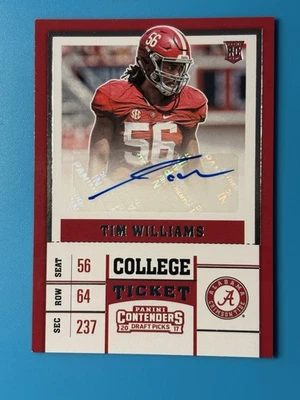 2017 Contenders Draft Tim Williams RC AUTO College Ticket #184 Alabama 🔥🔥 - Image 1 of 2