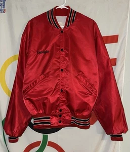 Vintage DeLong Georgia Bulldogs Satin Jacket XL Red Snap 80s 90s Football - Picture 1 of 7