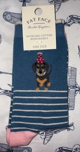 Calzino FatFace blu donna compleanno bassotto modello Fairisle 4-7 - Foto 1 di 2