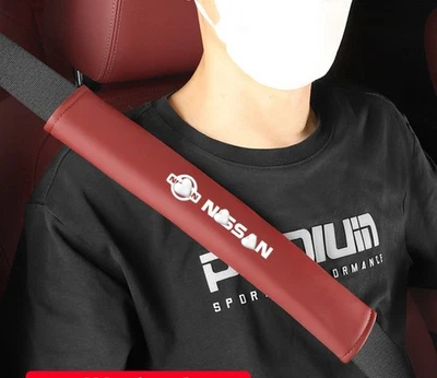 Funda de cinturón de seguridad de coche apta para Nissan 2 piezas cojín de hombro almohadilla accesorios Foto 1 de 4