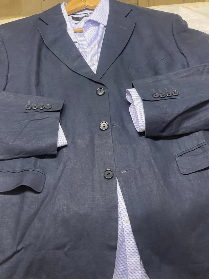 MARKS&SPENCER INSPIRED BY ITALY -3Buttons 100% Linen  Notched Blazer Mens U.K-44 - Image 1 of 4