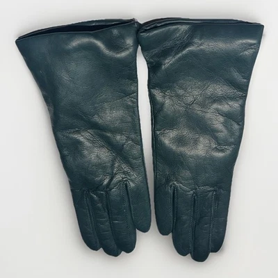 Guantes de cuero verde Lord & Taylor forrados de cachemir Fownes 7 NUEVO Foto 1 de 4