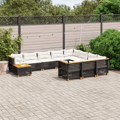 Vidaxl Gartenmöbel Sofa Garnitur Lounge Sitzgruppe 11-tlg. Schwarz Poly Rattan v - Bild 1 von 2