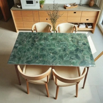 Floriated Agate Stone Coffee Table – Handmade Gemstone Furniture for Home Décor - Image 1 of 4