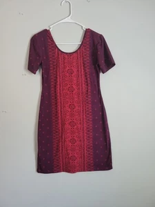 Vestido Mudd Junior Mediano Púrpura y Rojo Manga Corta Cuello Redondo Nuevo sin Etiquetas - Imagen 1 de 4