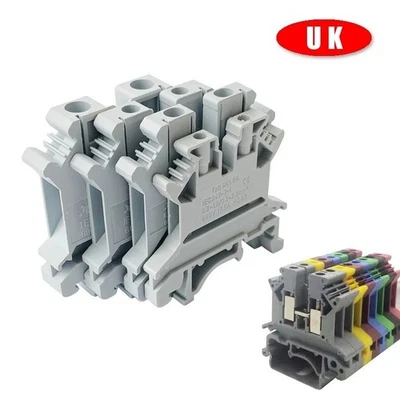 DIN Rail Terminal Block UK Series 2.5-16mm² Universal Screw Wire Connector 10pcs - Image 1 of 4