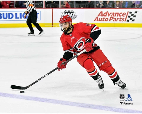 Vincent Trocheck Hurricanes UnSigned Jersey Skating w/Puck vs Dallas Stars Photo Cover