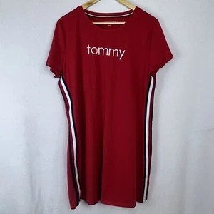 Tommy Hilfiger Mujer XL Tejido Camiseta Vestido Talla Pequeña Rojo Cuello Redondo Informal - Imagen 1 de 7