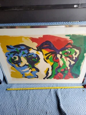 Karel Appel, litografia 32/100 em papel tecido duas cabeças floridas" 1976 - Imagem 1 de 4