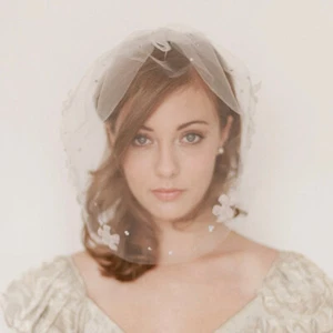 Bride Accessories Plain White Birdcage Veil Simple Tulle Wedding Fishnet Blusher - Picture 1 of 5