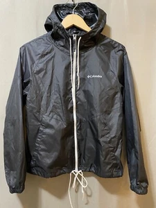 NWOT Columbia Women Zip Water Resistant Hooded Windbreaker Jacket Size XS Black - Picture 1 of 15