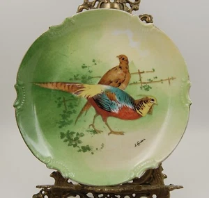 ANTIQUE LIMOGES HAND PAINTED GAME BIRD PLAQUE CHARGER PLATE ...WOW - Picture 1 of 3