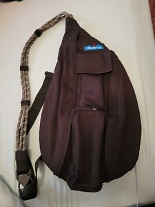 KAVU Crossbody Rope Sling Bag Backpack Canvas Hiking Camping Black