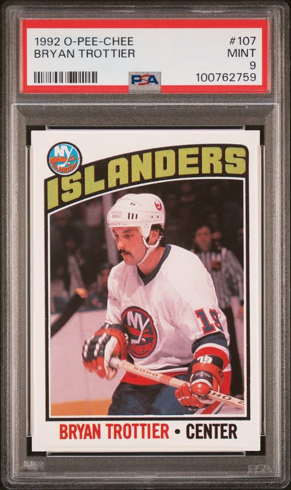 1992 O-PEE-CHEE 1976 RC STYLE BRYAN TROTTIER #107 PSA 9 MINT HOF ISLANDERS - Image 1 of 2