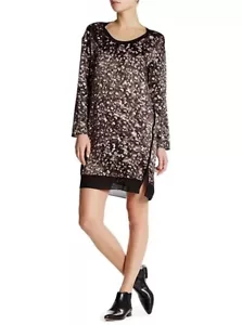 Rag & Bone Spencer Dress S Black Brown Lights Long Sleeve Silk Women’s NWT $495 - Picture 1 of 5