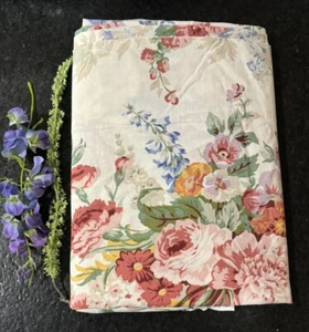 Vtg Ralph Lauren ~ South Hampton Beach House Queen Flat Sheet Floral Cotton - Picture 1 of 10