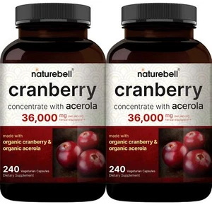 Organic Cranberry Pills Maximum Strength 36000mg Urinary Tract Support 480 CAPS - Picture 1 of 6