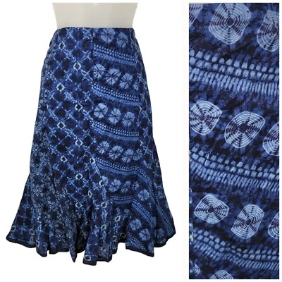 Falda Jones New York Pinup Talla 10 31" Cintura Vintage TieDye Panel Azul Boho Foto 1 de 4