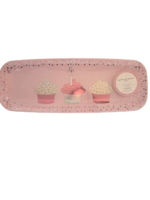 2pc Set Cupcakes & Cashmere Pink Cupcakes & Confetti Dessert Serving Tray NEW - Image 1 of 4
