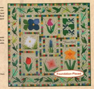 Parche de flores patrón de edredón de pared arte popular primitivo hojas florales enredaderas - Imagen 1 de 2