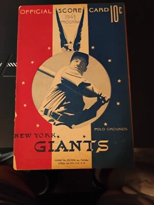 8/15/1943 Cincinnati Reds vs. New York Giants Program (scored) vg-excellent - Image 1 of 3