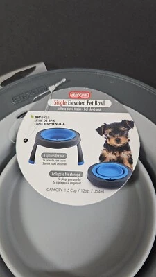 Dexas Popware Gris Único Elevado Mascota Cuenco 1.5 Taza Capacidad Plegable NUEVO Foto 1 de 3