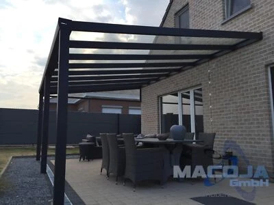 Terrassenüberdachung Alu 9 m breit 8 mm VSG Terrassendach SAMOA Carport Glas