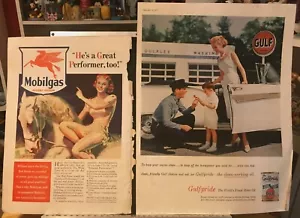 Mobilgas Socony - Vakuumöl Flying Red Horse, Gulfpride Motoröl Oldtimer Werbung - Bild 1 von 3