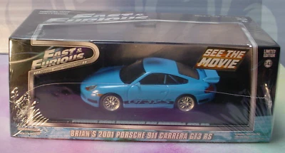Fast & Furious BRIAN'S 2001 PORSCHE 911 CARRERA GT3 RS🌸 blue🌸 Greenlight 1:43 - Image 1 of 4