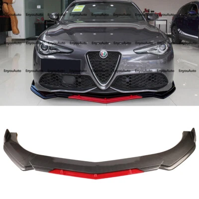 For Alfa Romeo Giulia Universal Front Bumper Lip Spoiler Splitter Carbon Fiber - Image 1 of 4