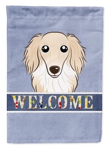 Longhair Creme Dachshund Welcome Flag Garden Size BB1398GF - Picture 1 of 5