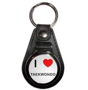 Taekwondo I Love Plastic Medallion Key Ring (61mm x 38mm) - Picture 1 of 12