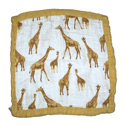 Milk Barn Giraffe Mini Two-Layer Muslin Baby Blanket Security Lovey 18" - Image 1 of 2