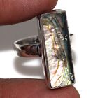 925 Silver Plated-Abalone Shell Ethnic Gemstone Ring Jewelry US Size-8 JW