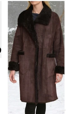 Talbots Faux Suede/Sherpa Chocolate Brown Coat size XL - Image 1 of 4