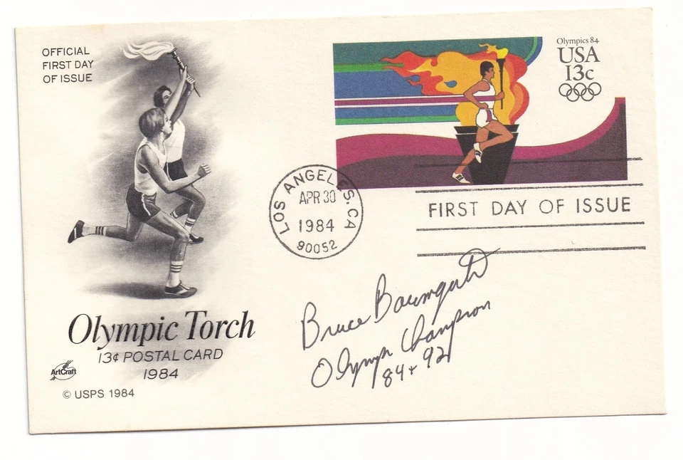 2x Olympic gold medal wrestler Bruce Baumgartner Signed Postmarked FDC postcard - Image 1 of 1